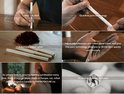 PAPIROLA Pre-rolled Telescopic Tubes - Adjustable Pre-rolled paper tubes Box