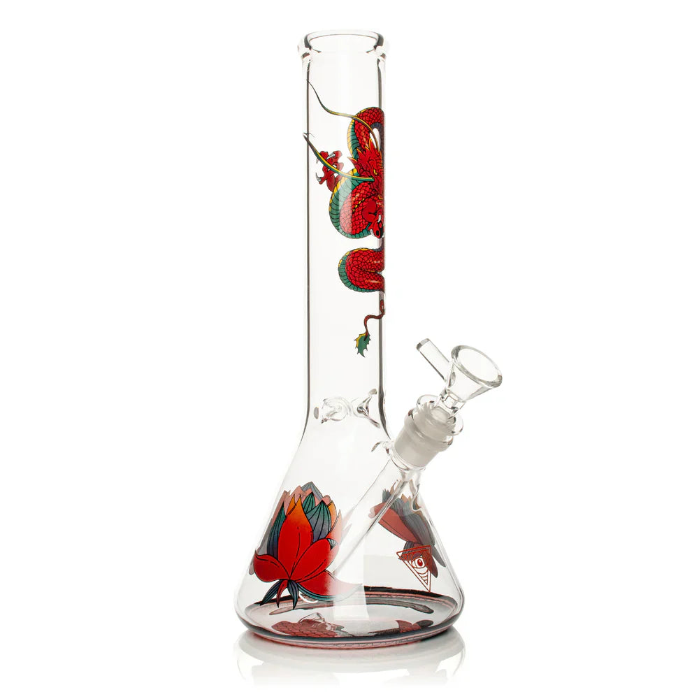 Red Eye Glass® | 12" Yin & Yang Beaker Bong (REG149) - Hi Time