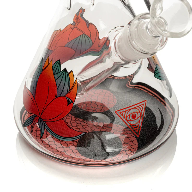 Red Eye Glass® | 12" Yin & Yang Beaker Bong (REG149) - Hi Time