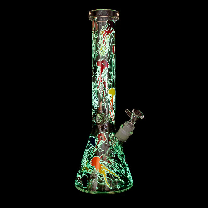 Red Eye Glass® | 15" 7mm Glow in the Dark Jellyfish Water Pipe [REG155]