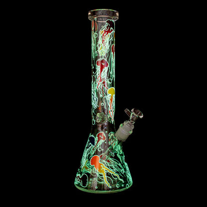 Red Eye Glass® | 15" 7mm Glow in the Dark Jellyfish Water Pipe [REG155]
